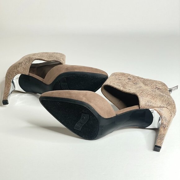 Revolution Indulge Ankle Cuff Heels Sz 7 Taupe 3.5 "Heel Back Zipper Almond Toe - Picture 8 of 15